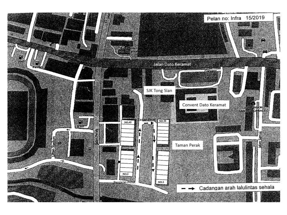 pelan 1 way taman perak