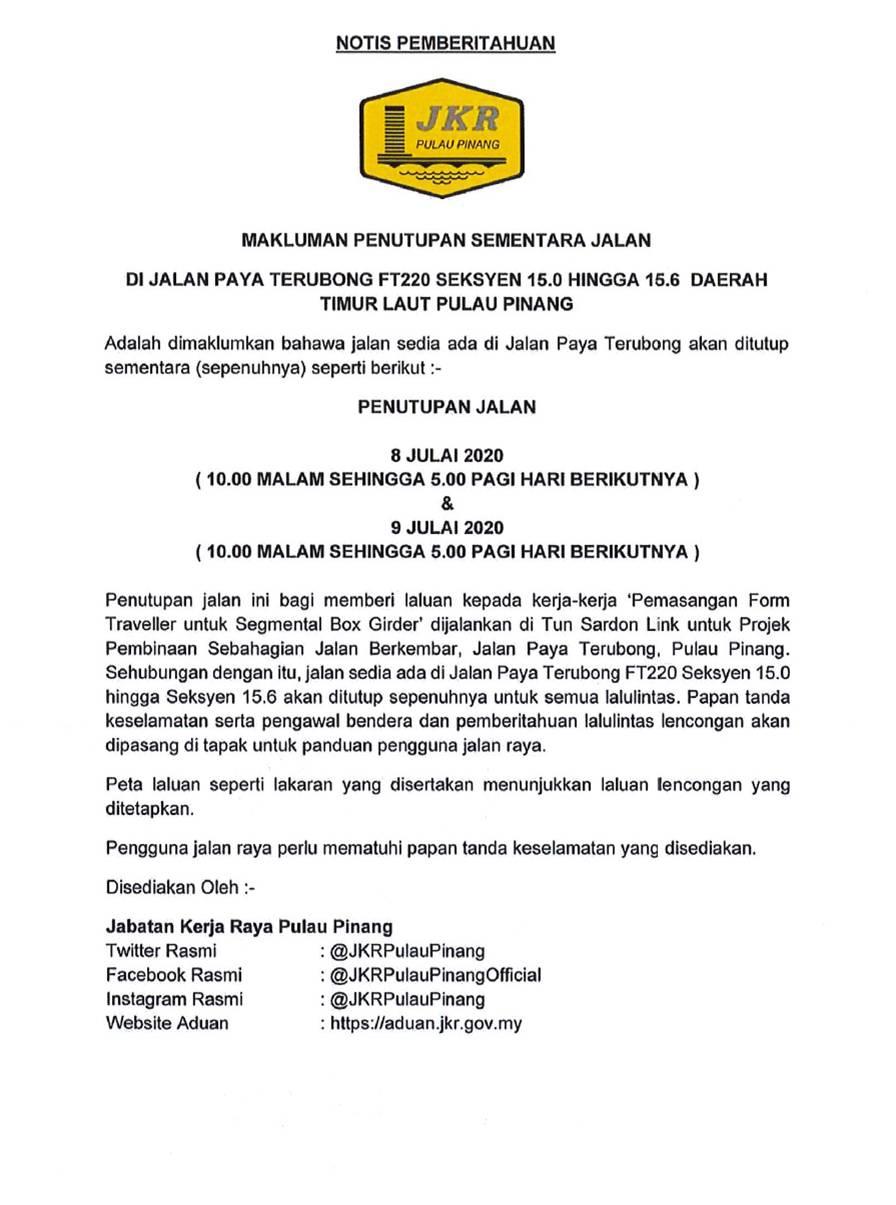 surat kelulusan penutupan jalan daripada jkr