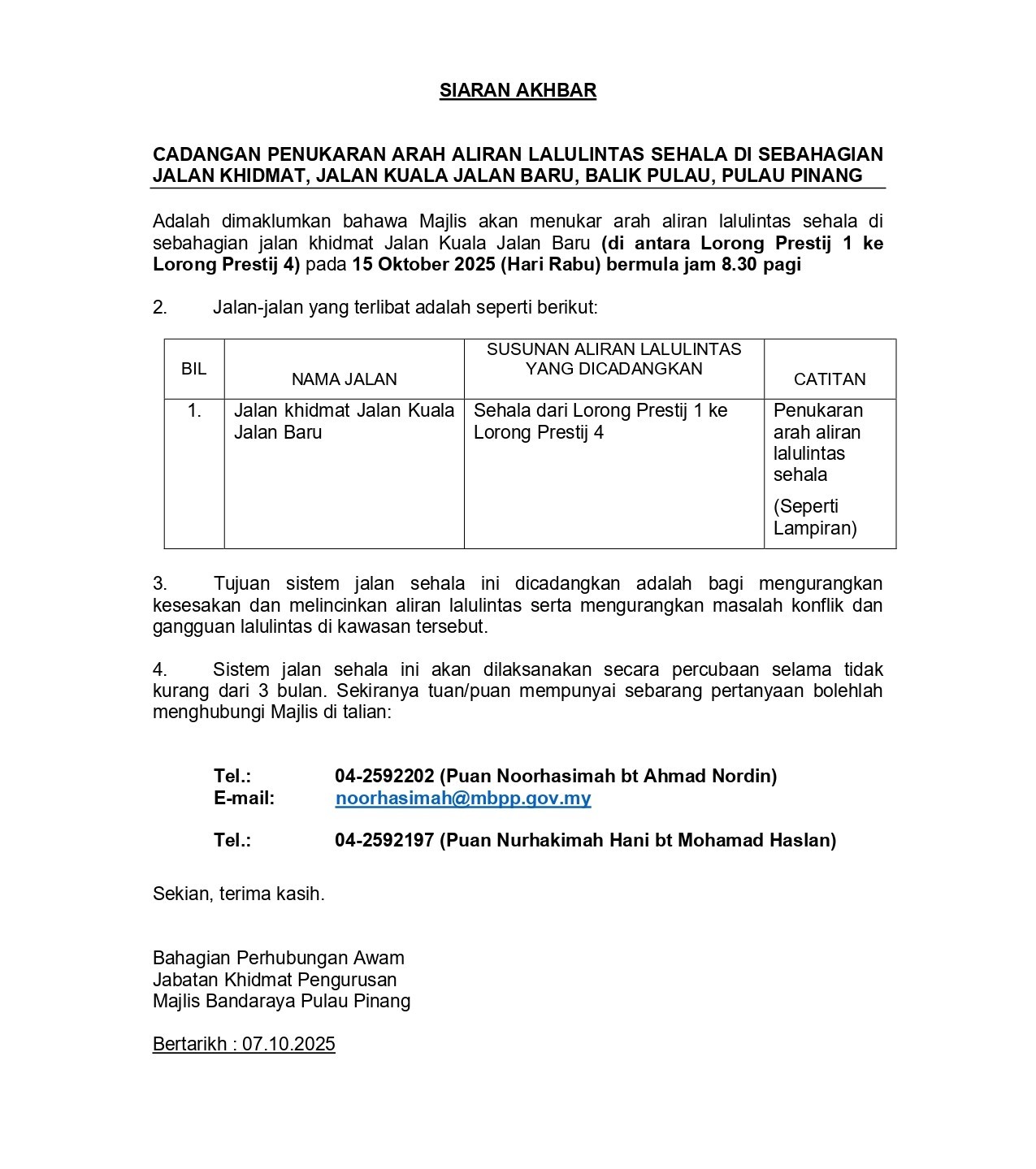 MEMO SIARAN AKHBAR LANCAR KUALA JLN BARU 15.10.2025 page 0001