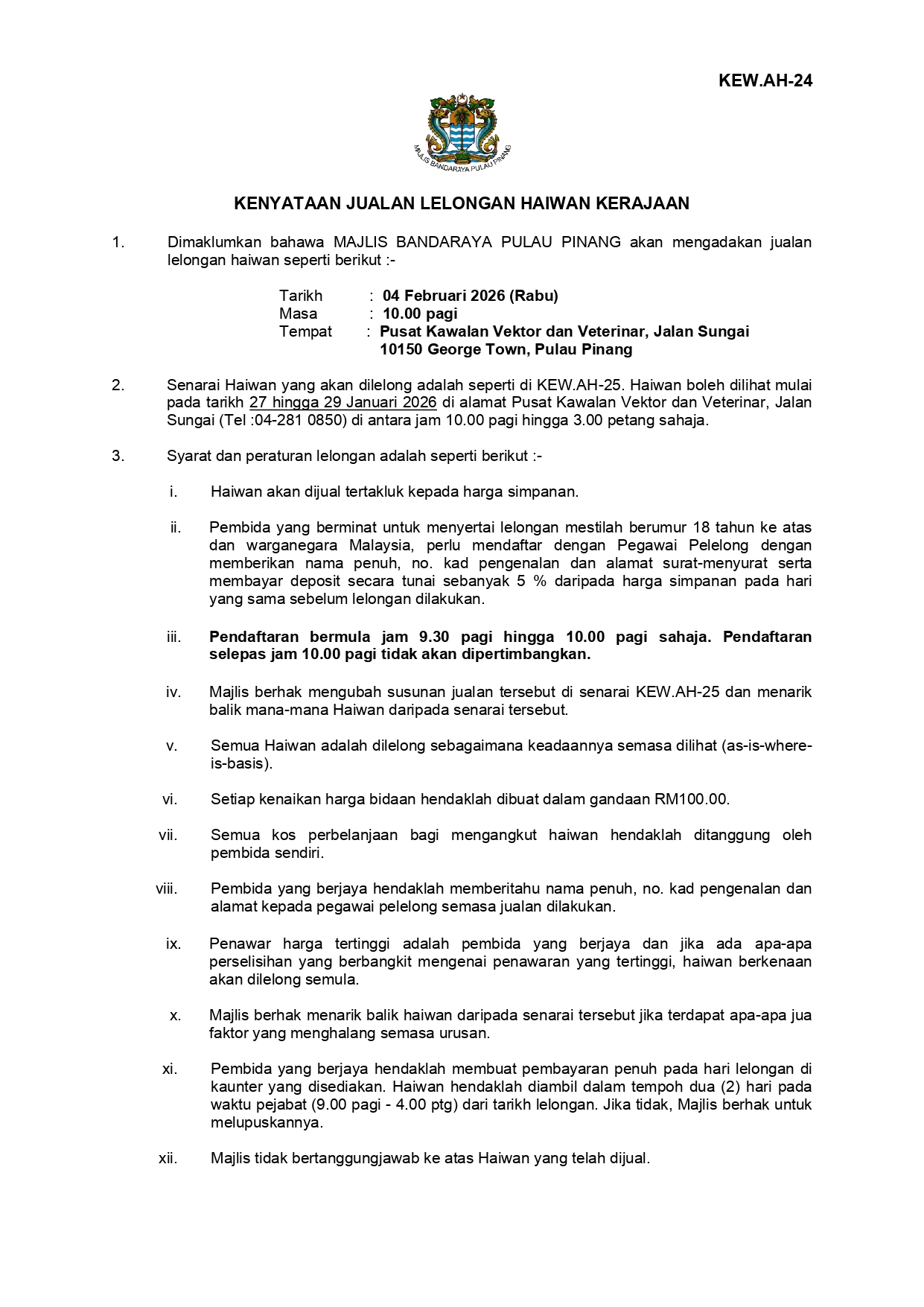 Kenyataan Jualan Lelongan Haiwan page 0001