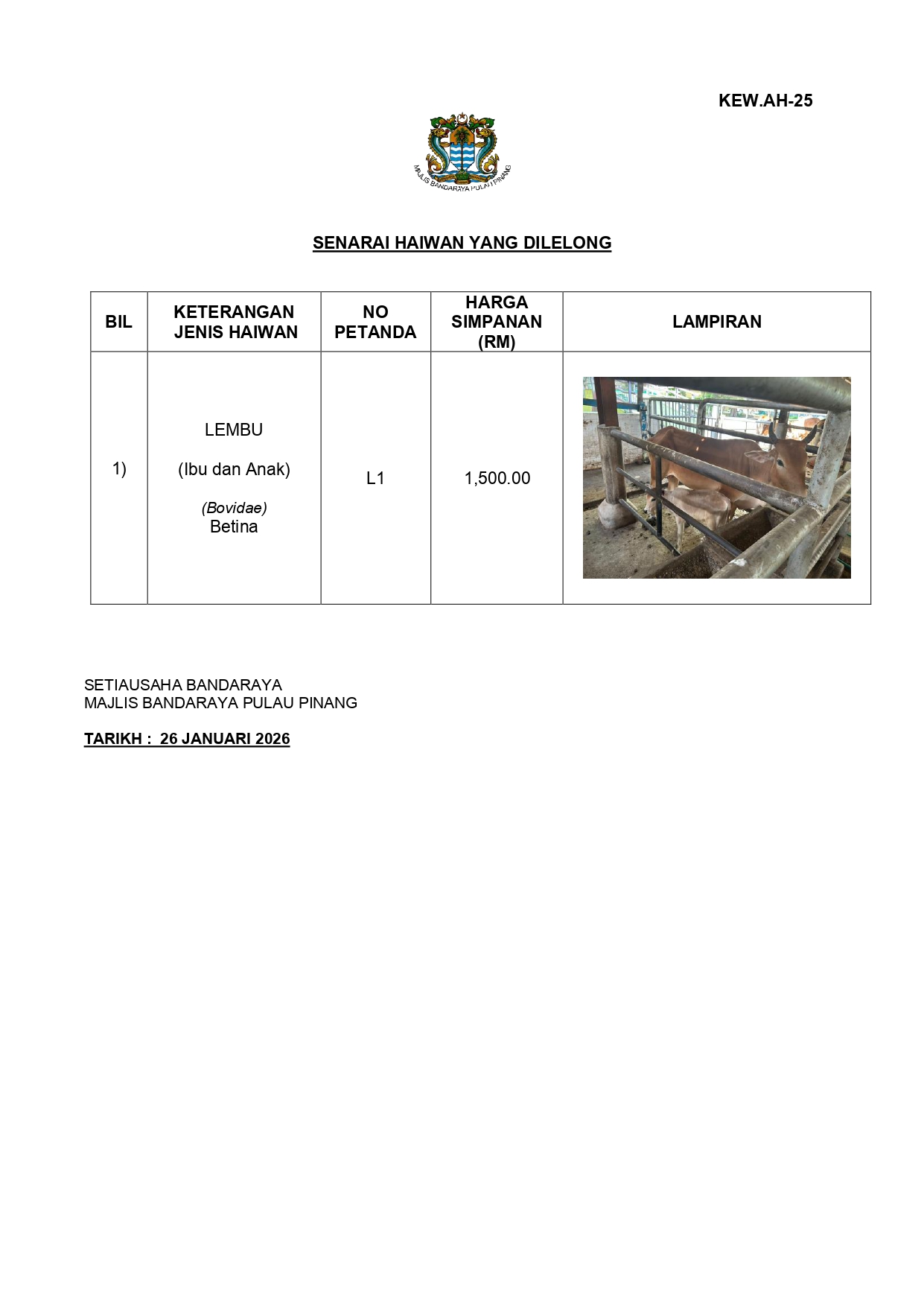Kenyataan Jualan Lelongan Haiwan page 0002